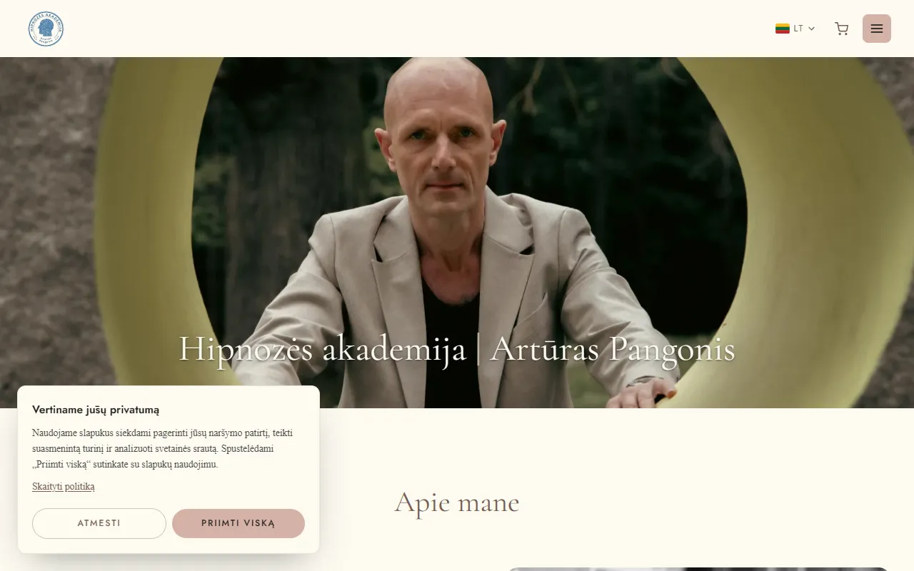 Hipnozės Akademija website preview
