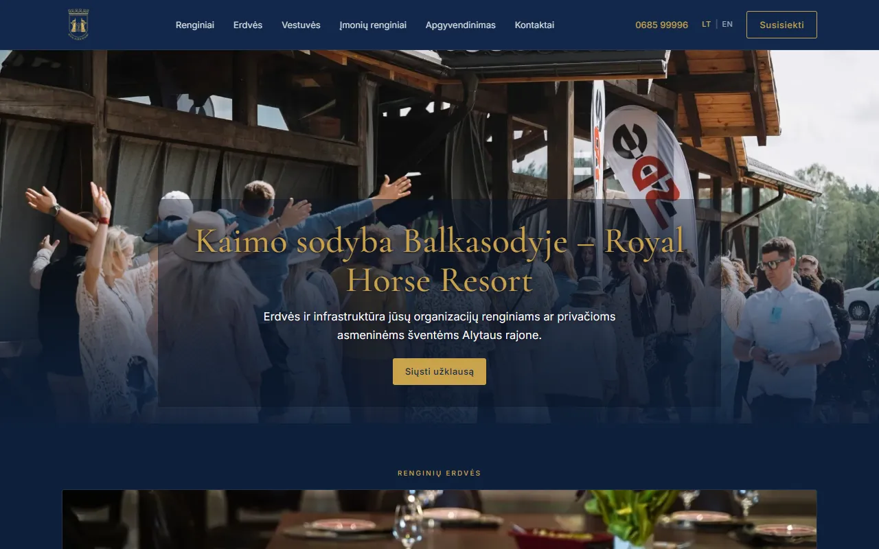 Royal Horse Resort website preview